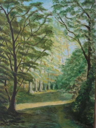 TREASURY ITEM Vintage art, Forest Glade France, Stanley Jackson, Ireland, original oil painting, landscape painting, made in Ireland - TheIrishGallery