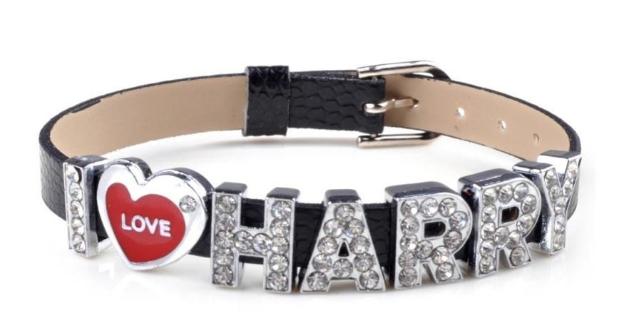 DIY 1D I love Harry Black  Chain  Red Heart Crystals Letter Beautiful Bracelet Liam