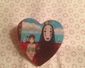 chihiro and no face heart pin