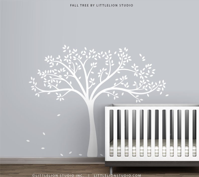White Fall Tree Wall Decal Wall Decal by LittleLion Studio