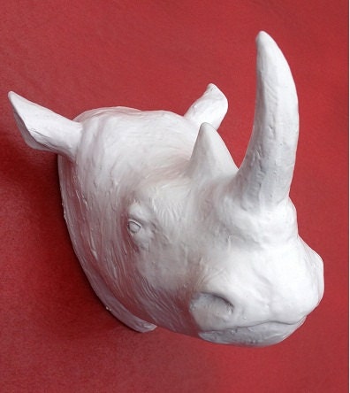Customized just for you... Faux Taxidermy Rhino / Wall Mount/Safari Decor/ Rhino Head/ Rhino Wall Mount/ Wall Decor/ Animal Head / Wall Art