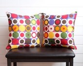 Set of 2 - Circle Geometric Style Pillow Cases - Colorful - Rainbow - Summer Fashion - Home decor - 16x16 decorative throw pillow cover