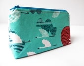 Zippered make-up pouch in paper crane