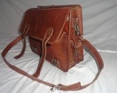 Handmade Natural Tanned Leather 15x11" Vintage Retro Office Briefcase College School Laptop Macbook Bag / Satchel Mother's Day Gift