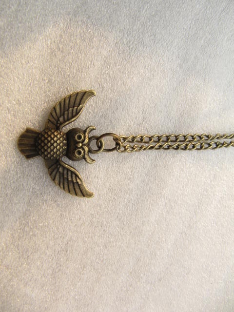 SALE -owl necklace with charm chain jewelry