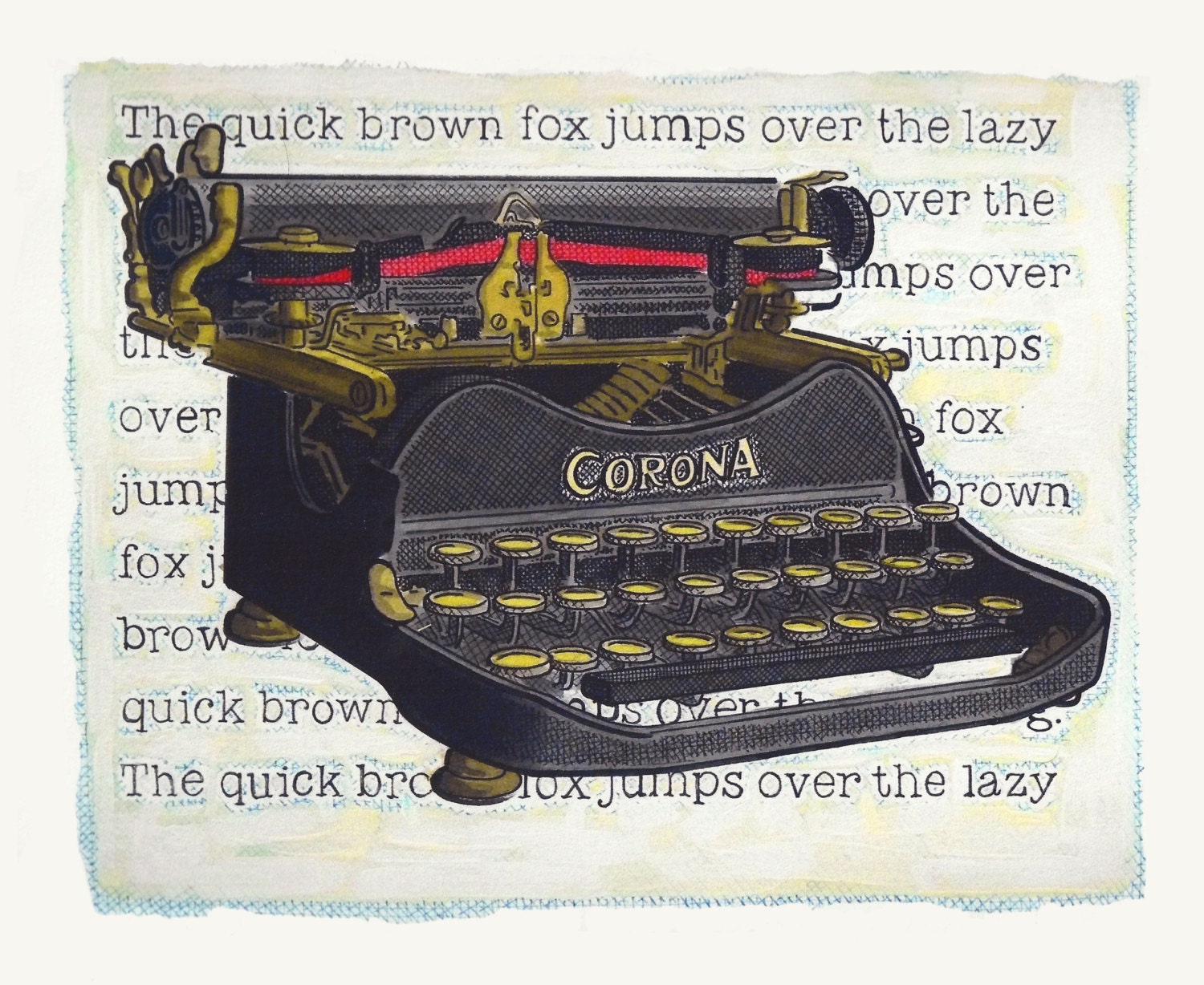 Old manual Corona typewriter, a giclée print for the lover of all things retro.