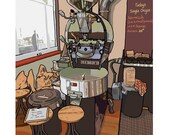 Vibrant limited edition coffee artwork. 'The Big Roaster'