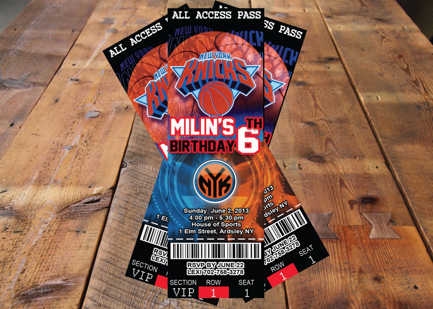 New York Knicks NBA Invitations - Ticket basketball Pick Any Team in NBA New York City