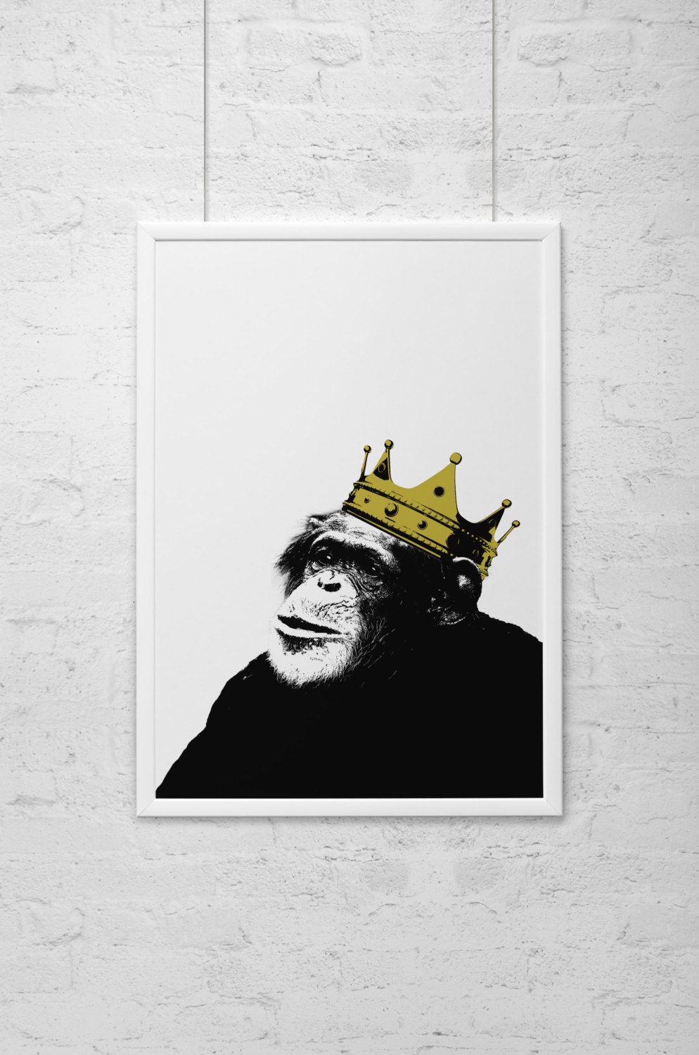 Gold and black hand pulled screen print on A3 paper - King of the Jungle