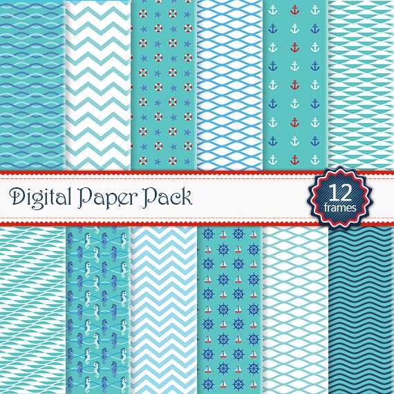 Sea Design Elements Papers, Digital background papers - turquoise colors, Png Files, high printable quality, 1 ZIP File download