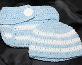 Newborn boy's crochet hat and diaper cover