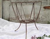 Wrought iron planter, shabby metal pot holder