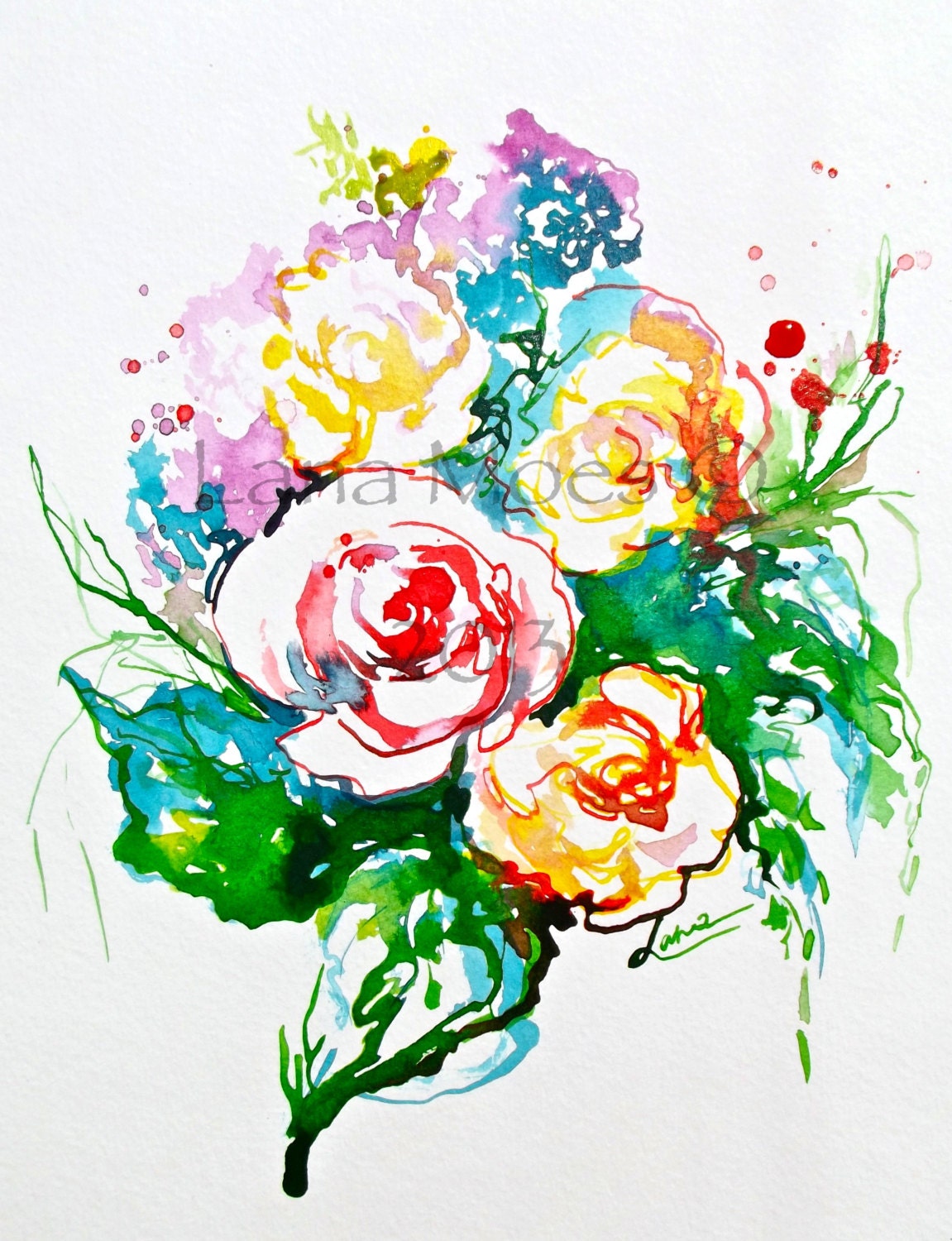 Art Print from Original Watercolor Abstract Floral Illustration by Lana Moes