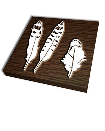 Bird Feathers Art Woodblock Stamp Carved Block - Wood Fetish