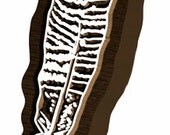 Striped Bird Feather Art Woodblock Stamp Carved Block Cutout - Wood Fetish