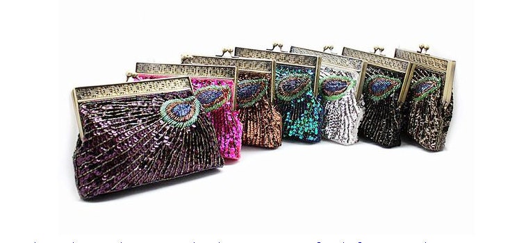 Handmade Sequined Beading Peacock Clutch,Evening Bag,Party Bag,Free Shipping