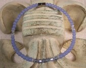 Light Saphire Bead and Glass Bicone Anklet