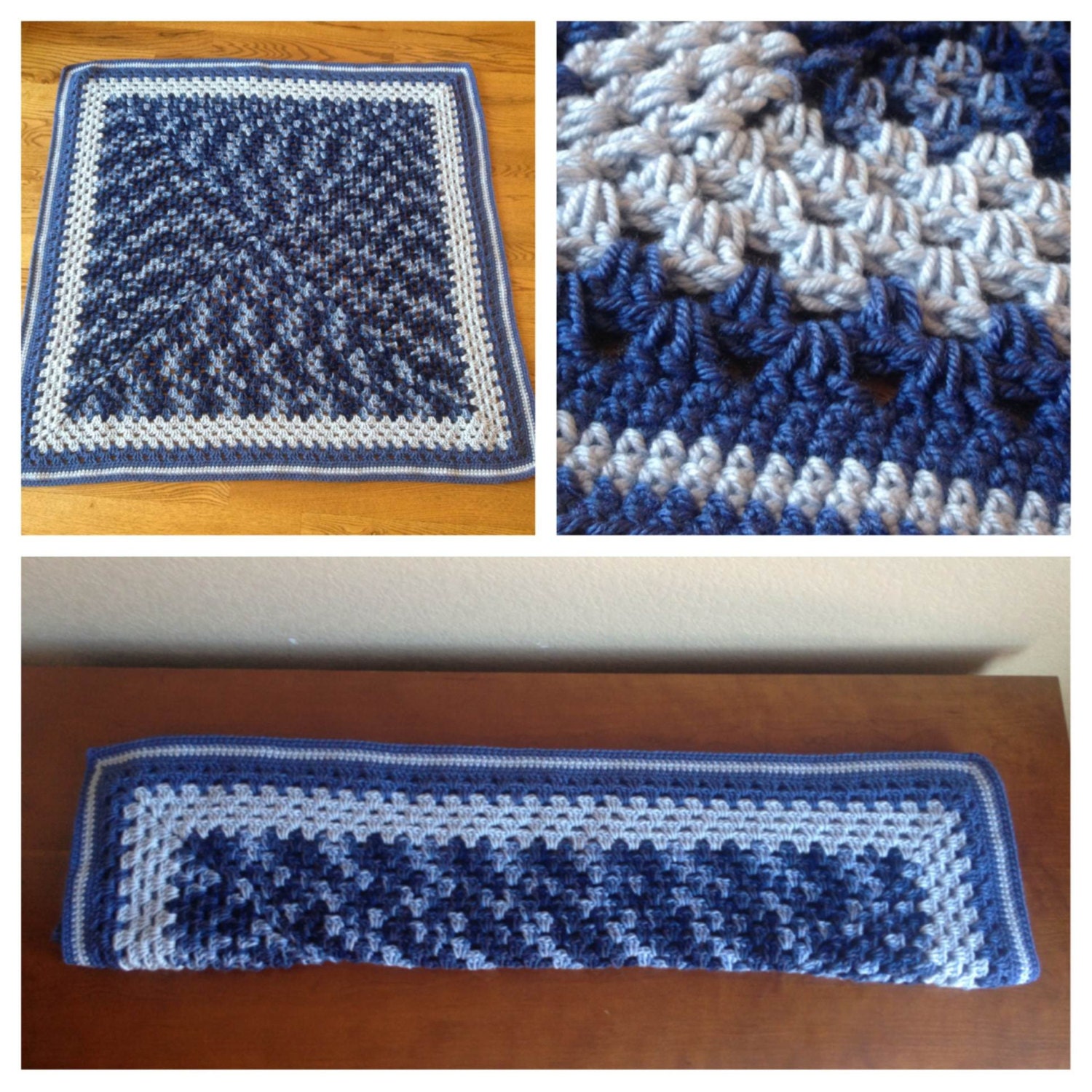 Crochet Baby or Lap Blanket - Navy Camo