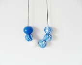 Handmade necklace, blue and white, geometric jewellery, polymer clay beads, minimalist jewellery
