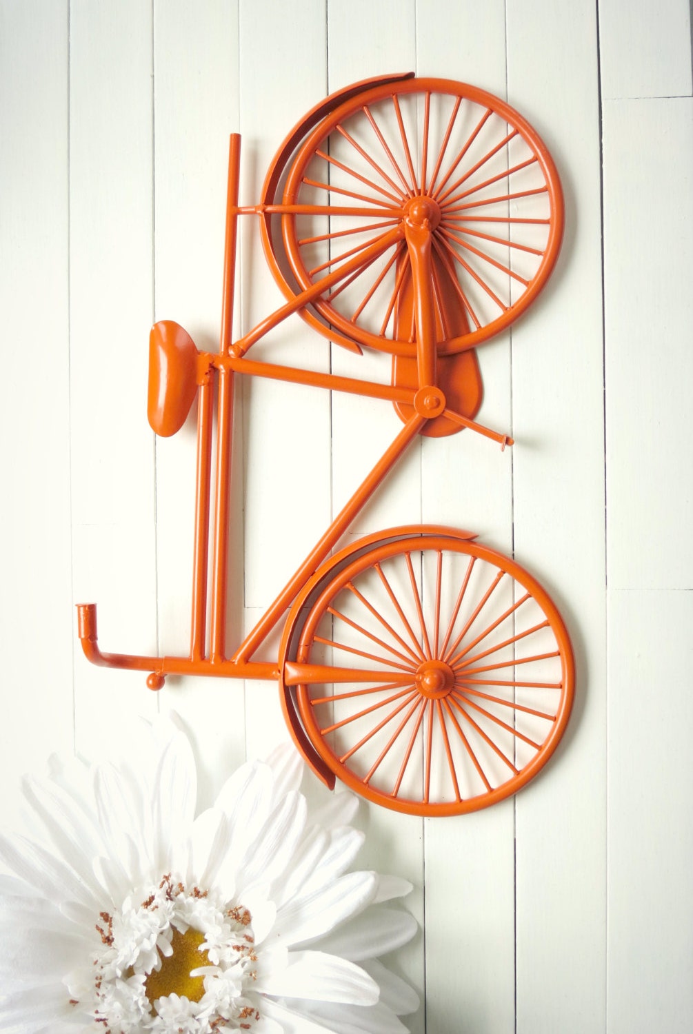 Orange Metal Bicycle / Metal Bike Art / Beach Decor / Retro Decor / Mother's Day Gift / Bike Decoration / Metal Wall Art / Bicycle Art