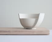 Wooden tray with handmade ceramic bowl in white mat glaze great for serving and hosting