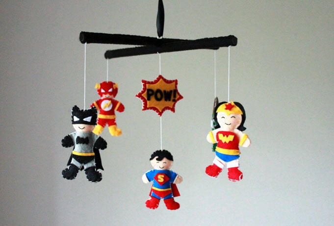 Super Hero Baby Mobile - Superhero  Baby Crib Mobile - Super Hero Mobile