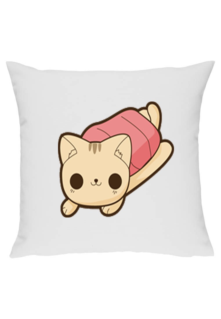 Cute Kawaii Japanese Sushi Kitty Cat - Pillow / Cushion Cover 12 x 12 handmade
