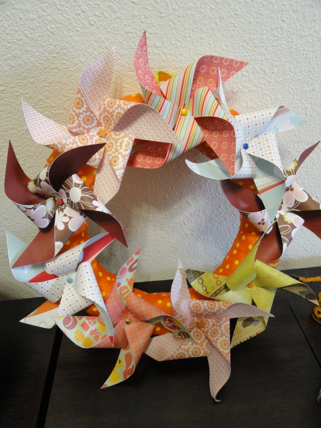 Beautiful Paper Flower or Pinwheel Wreaths