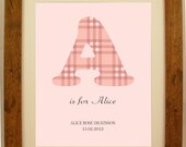 Decorative Initial Personalised Children's Word Art Gift Baby Girls Boys Nursery