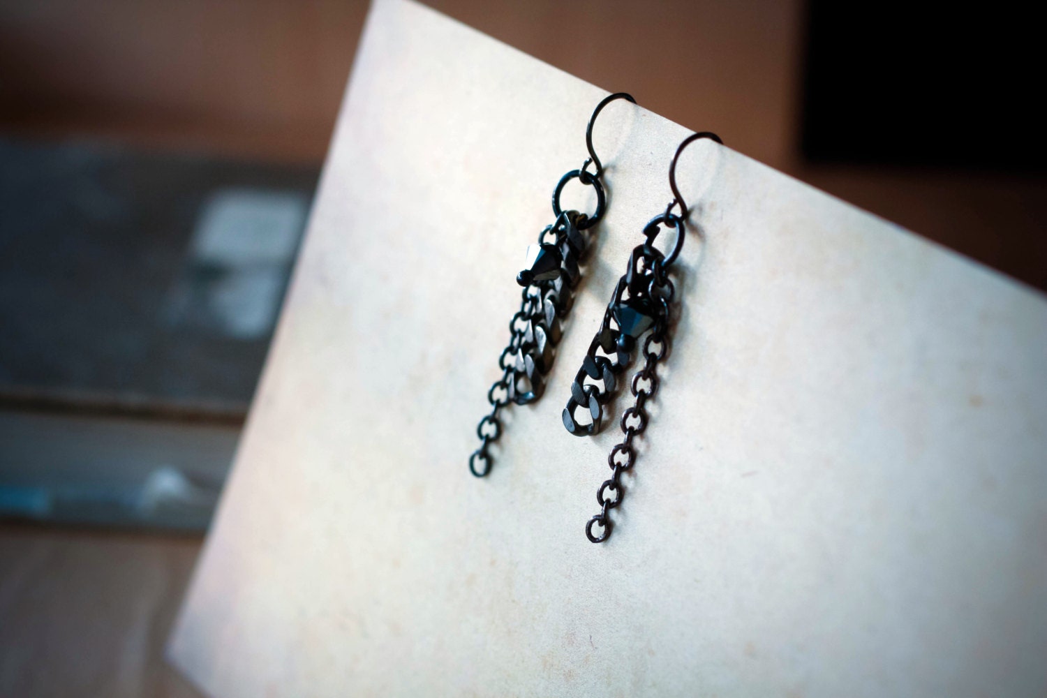 Black chains earrings