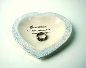 Gratitude is the Heart's Memory . Heart Shaped Dish with Pale Blue . Ring Dish . French Proverb . Remembrance. Gift . Quote