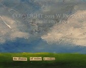 Mixed Media, Collage, Clouds, Sky, Green Fields,  Original Painting, Winjimir, Ebsq, Inspirational, Country,Surreal