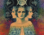 Moon Goddess of Mystery Psychedelic Tarot 16x20 Poster Print