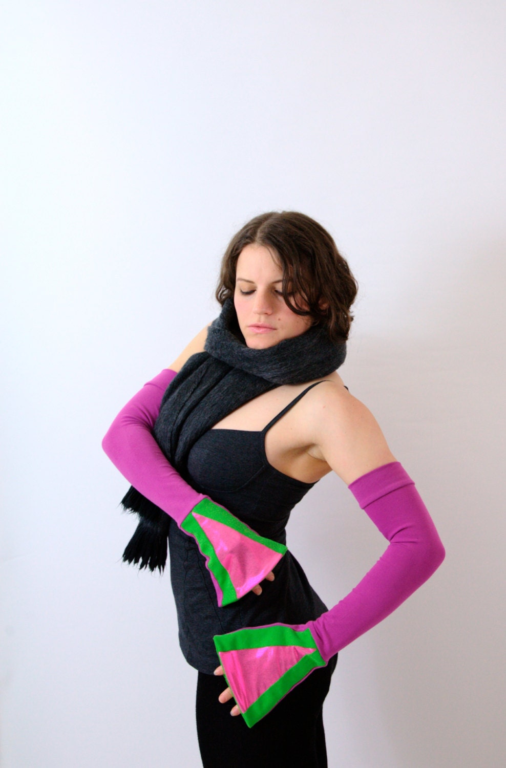 Purple green sparkle  arm warmers
