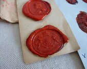 Collection of 25 Antique red wax seal impressions