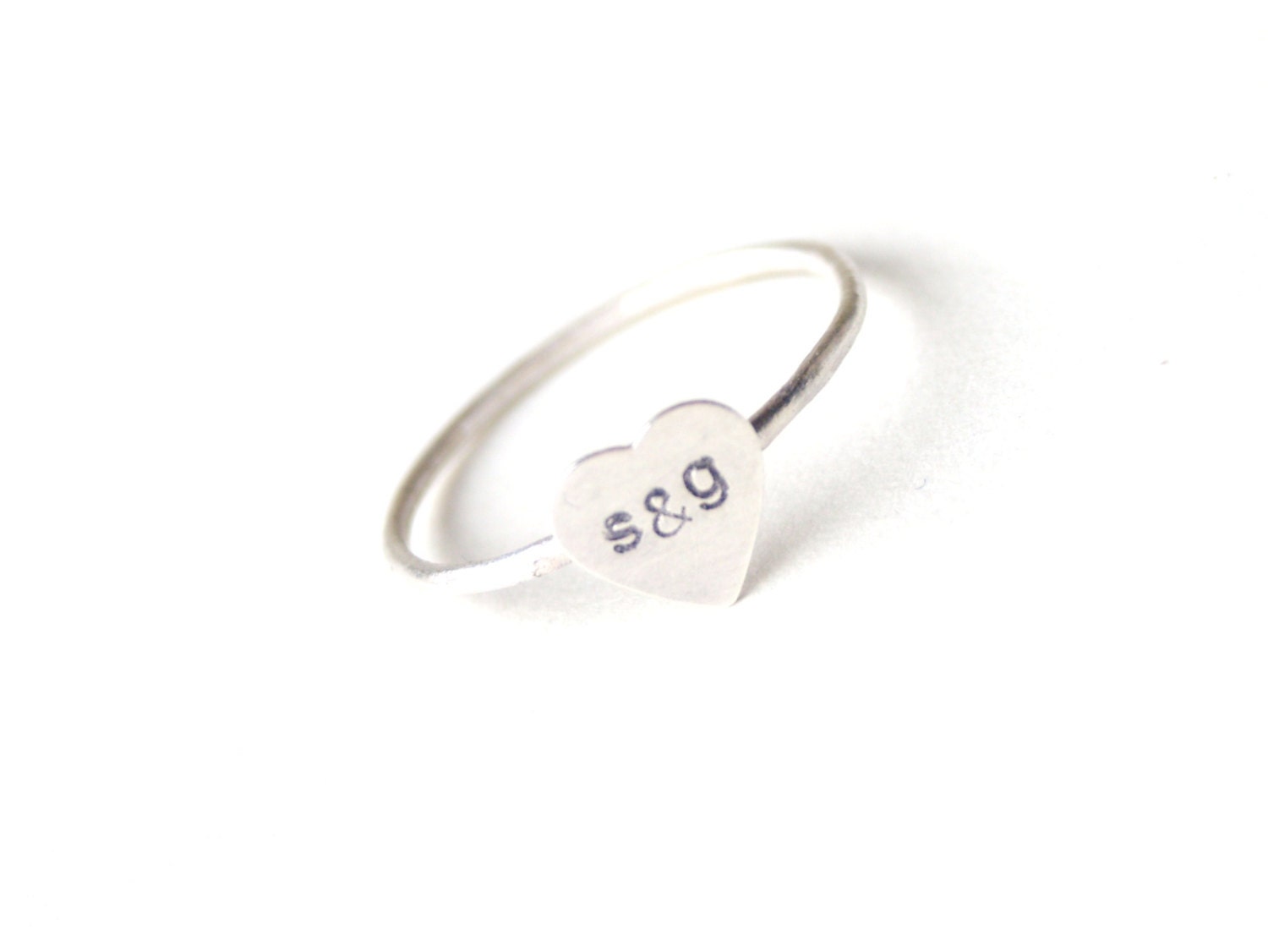 Personalized Heart Initial Ring Sterling Silver