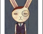 SMALL PRINT, All Business Bunny, archival print of original illustration by Anna Tillett Designs