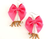 Tiny Tiger & Pink Bow Earrings