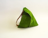 13in Wedge - Leaf green suede leather bag