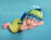 Buttons and Knots bright colorful stocking hat newborn green blue photography prop