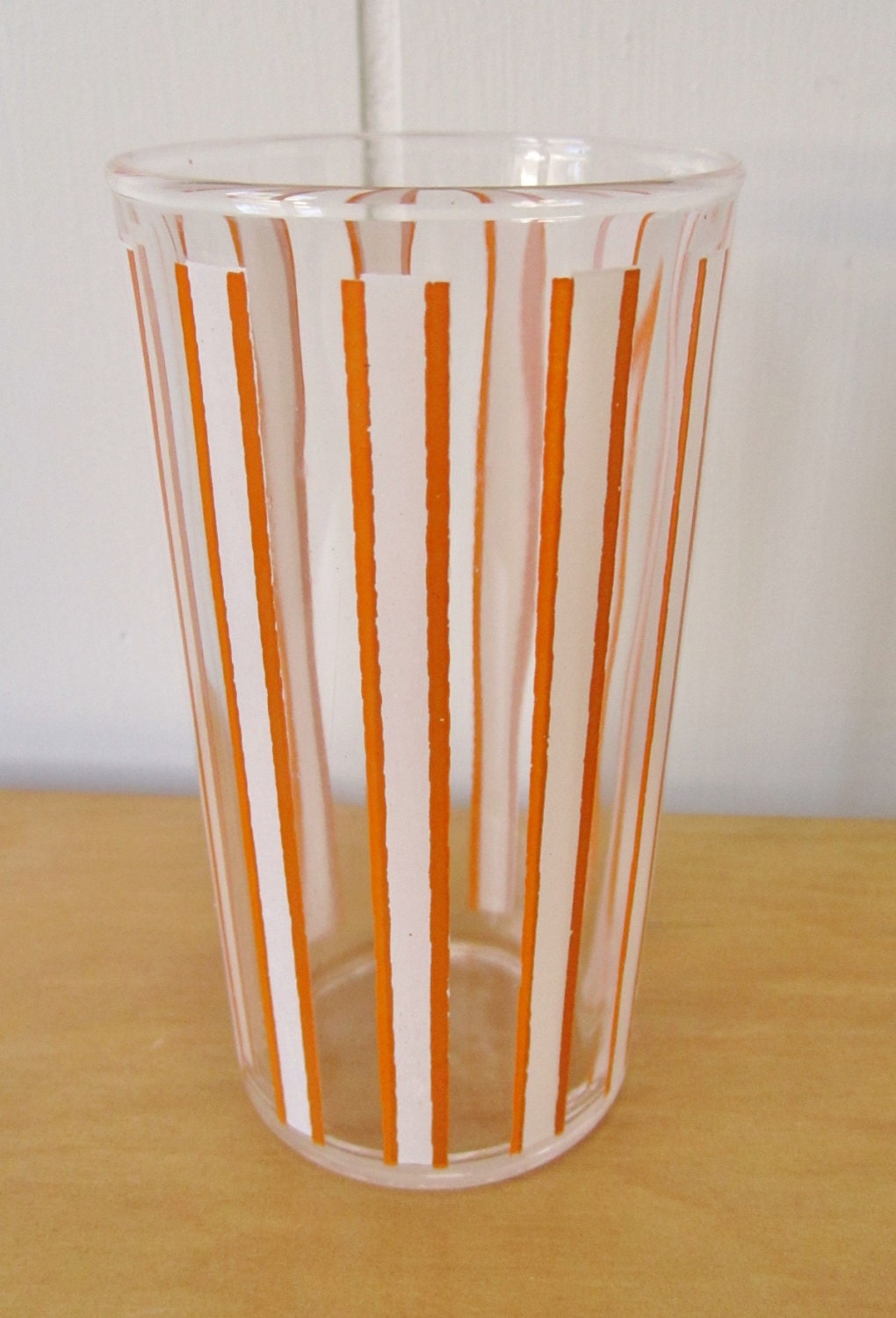 vintage orange striped glass