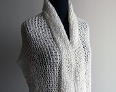 Hand Knit Prayer Meditation Comfort Shawl Wrap, Natural Cream, Bamboo, Vegan, Batwing style, Spring Summer, Ready to Ship, FREE SHIPPING