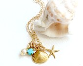 Little Golden Seashell Charm Necklace