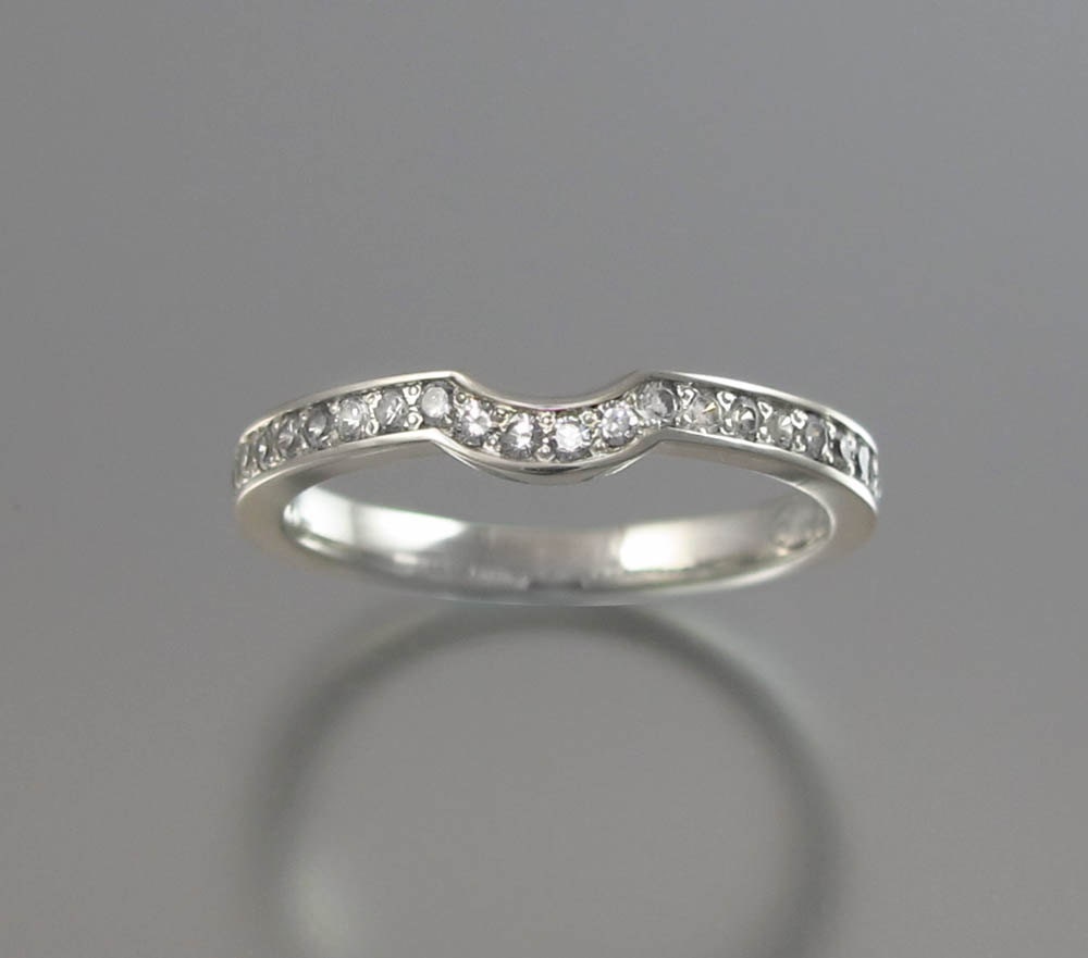 LAUREL BRANCH 14k gold wedding band with white sapphires