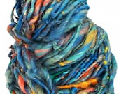 handspun thick and thin art yarn, "Under the Sea", 60 yards, chunky weight