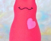 Handmade Slug, Stuffed Animal Plush Doll Art Toy, Hug Me Slug, Personalized Tag, Watermelon Pink Fleece, 9 inch, Ready-made