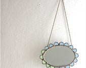 Mirror - Just a little Granny Chic Mirror - stained glass mirror in blue and green