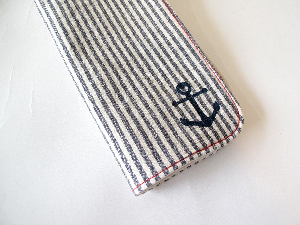 organic burp cloth, nautical, anchor, stripes