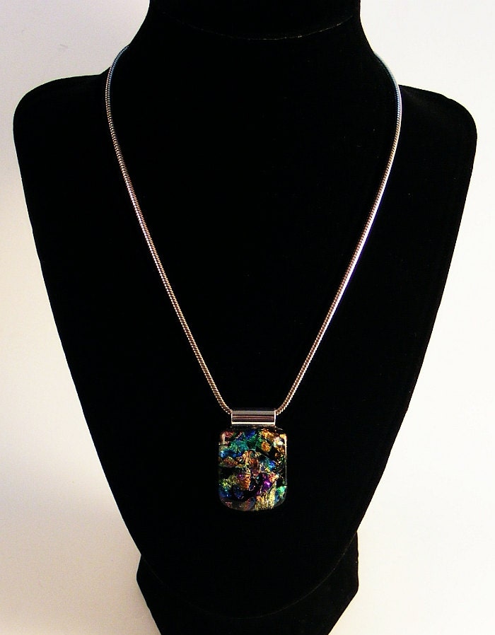 Kirks Glass Art Fused Dichroic Glass Pendant