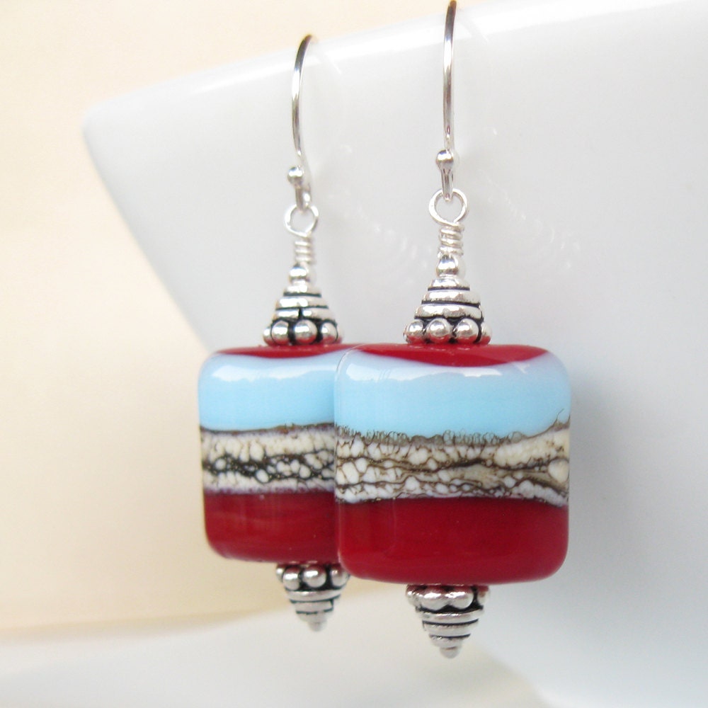 Painted Desert Earrings sterling silver lampwork glass
